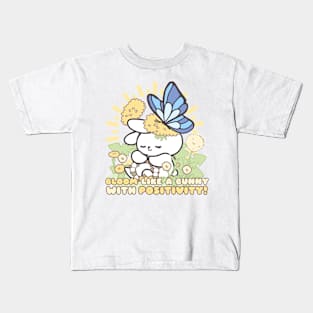 Cute Bunny Blossoming Positivity: Loppi Tokki Flourishes Among Vibrant Flowers Kids T-Shirt